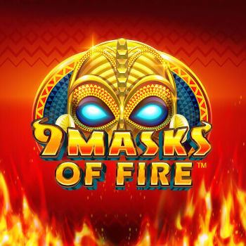 Imagem mostrando a logo do jogo de slot 9 Masks of Fire com uma máscara dourada